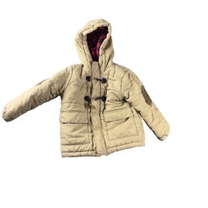 Perry Ellis Boy Size 3T  Boys Quilted Tan Jacket with Buffalo Lined Double elbow